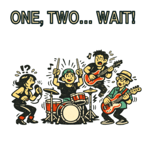 One, Two... Wait! — Camiseta Batería Músico